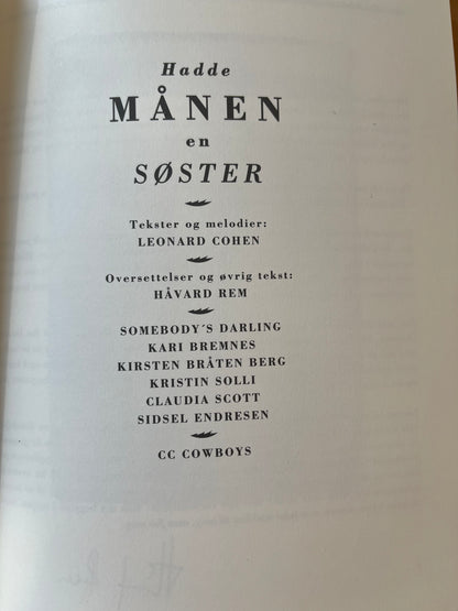 Hadde Månen en Søster (Cohen På Norsk)// Book & CD